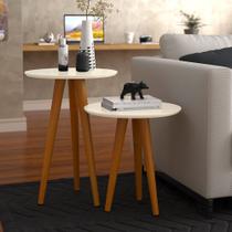 Conjunto 2 Mesas 4202 Pés Palito Ofertamo Sala Off White