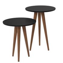 Conjunto 2 Mesas Apoio Canto e Lateral Slim Patrimar MDF Redonda Conjunto 2 Mesas Apoio Canto e Lateral Slim Patrimar MDF Redonda