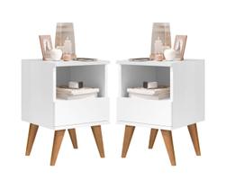 Conjunto 2 mesas de cabeceira 1 gaveta Pes Palito Taurus branco - Comprar Moveis em Casa Conjunto 2 mesas de cabeceira 1 gaveta Pes Palito Taurus branco - Comprar Moveis em Casa