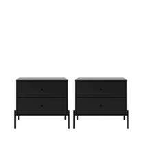 Conjunto 2 Mesas de Cabeceira 2 Gavetas Jasper 64 cm - Preto Fosco Conjunto 2 Mesas de Cabeceira 2 Gavetas Jasper 64 cm - Preto Fosco