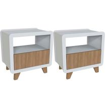 Conjunto 2 Mesas de Cabeceira 55cm com Gaveta e Nicho 100% MDF Padrão Planejados Mabel Branco Conjunto 2 Mesas de Cabeceira 55cm com Gaveta e Nicho 100% MDF Padrão Planejados Mabel Branco