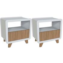 Conjunto 2 Mesas de Cabeceira 55cm com Gaveta e Nicho 100% Mdf Padrão Planejados Mabel