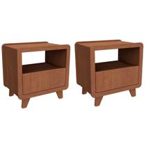Conjunto 2 Mesas de Cabeceira 55cm com Gaveta e Nicho 100% MDF Padrão Planejados Mabel Marrom Conjunto 2 Mesas de Cabeceira 55cm com Gaveta e Nicho 100% MDF Padrão Planejados Mabel Marrom