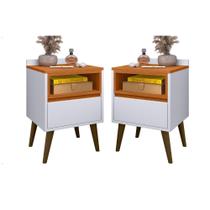 Conjunto 2 Mesas de Cabeceira Any com pés palito e 1 gaveta para quarto - Várias Cores