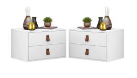 conjunto 2 mesas de cabeceira branco de parede para quarto unic 45cm