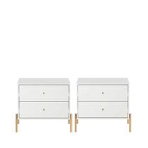 Conjunto 2 Mesas de Cabeceira com 2 Gavetas Jasper 64 cm - Branco c/ Dourado Conjunto 2 Mesas de Cabeceira com 2 Gavetas Jasper 64 cm - Branco c/ Dourado