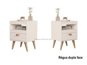 Conjunto 2 Mesas de Cabeceira com gaveta Sol cor Off white / Nature - JM Casa dos Móveis
