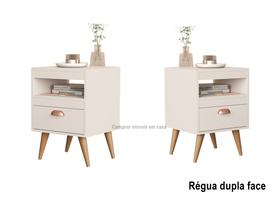 Conjunto 2 Mesas de Cabeceira com gaveta Sol cor Off white / Nature - JM Casa dos Móveis Conjunto 2 Mesas de Cabeceira com gaveta Sol cor Off white / Nature - JM Casa dos Móveis
