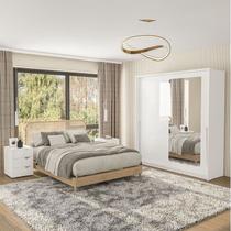 Conjunto 2 Mesas de Cabeceira e 1 Guarda Roupa 2 Portas de Correr com Espelho Porto Conjunto 2 Mesas de Cabeceira e 1 Guarda Roupa 2 Portas de Correr com Espelho Porto