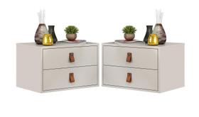 conjunto 2 mesas de cabeceira off white de parede para quarto unic 45cm