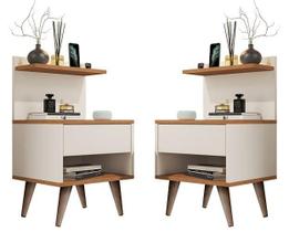 Conjunto 2 Mesas De Cabeceira Sleep 1 Gaveta Pés Palitos Conjunto 2 Mesas De Cabeceira Sleep 1 Gaveta Pés Palitos