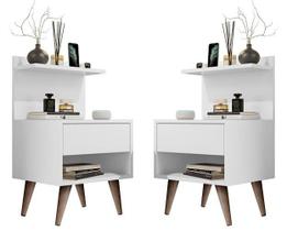 Conjunto 2 Mesas De Cabeceira Sleep 1 Gaveta Pés Palitos Conjunto 2 Mesas De Cabeceira Sleep 1 Gaveta Pés Palitos