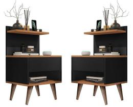 Conjunto 2 Mesas De Cabeceira Sleep 1 Gaveta Pés Palitos Conjunto 2 Mesas De Cabeceira Sleep 1 Gaveta Pés Palitos