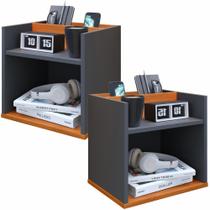 Conjunto 2 Mesas de Cabeceira Suspensa com Nicho e Porta Celular Madri