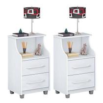 Conjunto 2 Mesas de Cabeceira Topázio Branco Conjunto 2 Mesas de Cabeceira Topázio Branco