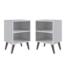 Conjunto 2 Mesas de Cabeceiras com Prateleira e Nichos