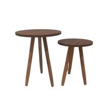 Conjunto 2 Mesas De Canto Laterais Sofá Sala Mdf Pés Madeira - Pau Ferro Conjunto 2 Mesas De Canto Laterais Sofá Sala Mdf Pés Madeira - Pau Ferro