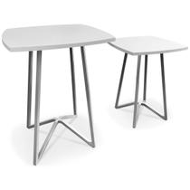 Conjunto 2 Mesas De Canto Lateral Apoio Decorativa Tampo Arredondado Eltz