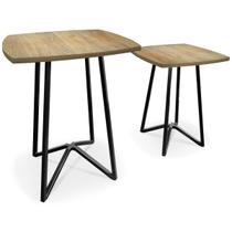 Conjunto 2 Mesas De Canto Lateral Apoio Decorativa Tampo Arredondado Eltz