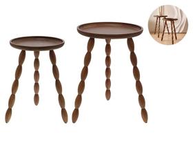 Conjunto 2 Mesas Decorativas Redondas De Canto Em Madeira Grande Conjunto 2 Mesas Decorativas Redondas De Canto Em Madeira Grande