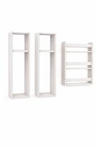 Conjunto 2 Mesas Laterais Brancas e Prateleira Parede 4 Niveis Conjunto 2 Mesas Laterais Brancas e Prateleira Parede 4 Niveis