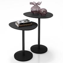 Conjunto 2 Mesas Laterais Vitta Design Orgânico em MDF para Decoração LH Móveis