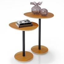 Conjunto 2 Mesas Laterais Vitta Design Orgânico em MDF para Decoração LH Móveis