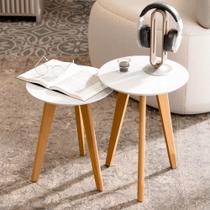 Conjunto 2 Mesas Maju com pés em formato palito Lateral e Apoio - Várias Cores