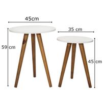 Conjunto 2 Mesas Redondas De Canto Tripé Pé Palito Para Apoio Lateral Conjunto 2 Mesas Redondas De Canto Tripé Pé Palito Para Apoio Lateral