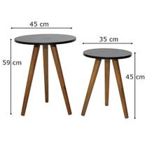 Conjunto 2 Mesas Redondas De Canto Tripé Pé Palito Para Apoio Lateral Conjunto 2 Mesas Redondas De Canto Tripé Pé Palito Para Apoio Lateral