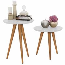 Conjunto 2 Mesas Retrô Pés Palito, Lateral E Apoio Branco