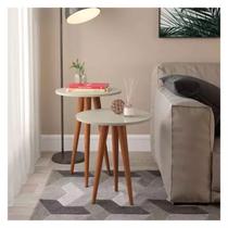 Conjunto 2 mesas slim canto cinamomo/ off white