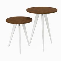 Conjunto 2 Mesinhas Lateral Canto Sala Quarto Redonda C.M FS