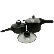 Conjunto 2 Panelas de Pressão de 3/4,5L Fast 1 Tampa Pressão - Aluminio Nacional