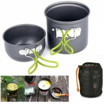 Conjunto 2 Panelas Táticas Camping Pesca Alumínio Dobrável