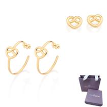 Conjunto 2 Pares De Brincos Rommanel Banhados A Ouro 18k Conjunto 2 Pares De Brincos Rommanel Banhados A Ouro 18k