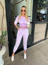 Conjunto 2 pças calça Jogger e Cropet Lilás Aveludado