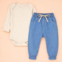 Conjunto 2 pçs Para Passeio com o Bebê até 12 meses Cor:BegeTamanho:9-12m Conjunto 2 pçs Para Passeio com o Bebê até 12 meses Cor:BegeTamanho:9-12m