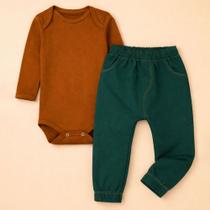 Conjunto 2 pçs Para Passeio com o Bebê até 12 meses Cor:MarromTamanho:0-3m Conjunto 2 pçs Para Passeio com o Bebê até 12 meses Cor:MarromTamanho:0-3m