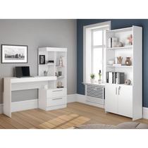 Conjunto 2 Peças 1 Escrivaninha com Estante 1 Armário 2 Portas Espresso Móveis Branco