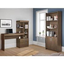 Conjunto 2 Peças 1 Escrivaninha com Estante 1 Armário 2 Portas Espresso Móveis Nogal Trend