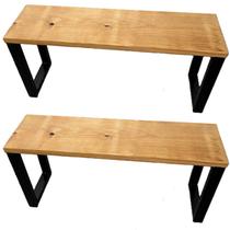 Conjunto 2 Peças Banco Industrial Rústico Acento Madeira Maciça E Aço 100 Cm Conjunto 2 Peças Banco Industrial Rústico Acento Madeira Maciça E Aço 100 Cm