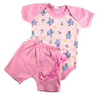 Conjunto 2 Peças Bebê Verão Body Manga Curta e Shorts Casual Com Bolso