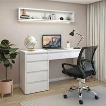 Conjunto 2 Peças com Escrivaninha 100% MDF Berlim e Cadeira Escritório Diretor Giratória Branco/Preto Conjunto 2 Peças com Escrivaninha 100% MDF Berlim e Cadeira Escritório Diretor Giratória Branco/Preto