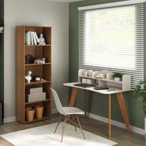 Conjunto 2 Peças com Escrivaninha 120cm e Estante para Livros com 5 Prateleiras Off White Cedo