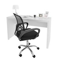 Conjunto 2 Peças com Escrivaninha 127cm com Cadeira de Escritório Diretor Tela Mesh Branco Conjunto 2 Peças com Escrivaninha 127cm com Cadeira de Escritório Diretor Tela Mesh Branco