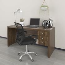 Conjunto 2 Peças com Escrivaninha 3 Gavetas com Cadeira de Escritório Diretor Tela Mesh Nogal