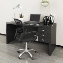 Conjunto 2 Peças com Escrivaninha 3 Gavetas com Cadeira de Escritório Diretor Tela Mesh Preto