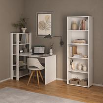Conjunto 2 Peças com Escrivaninha Match e Estante para Livros 5 Prateleiras Branco Conjunto 2 Peças com Escrivaninha Match e Estante para Livros 5 Prateleiras Branco