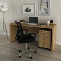 Conjunto 2 Peças com Escrivaninha ME4109 e Gaveteiro ME4108 163cm Amendoa